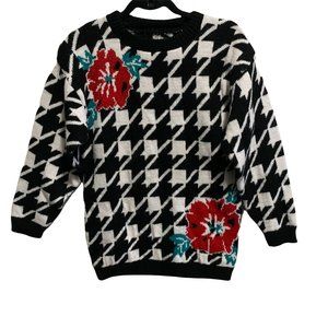 Vintage Chunky Abstract Floral Sweater M